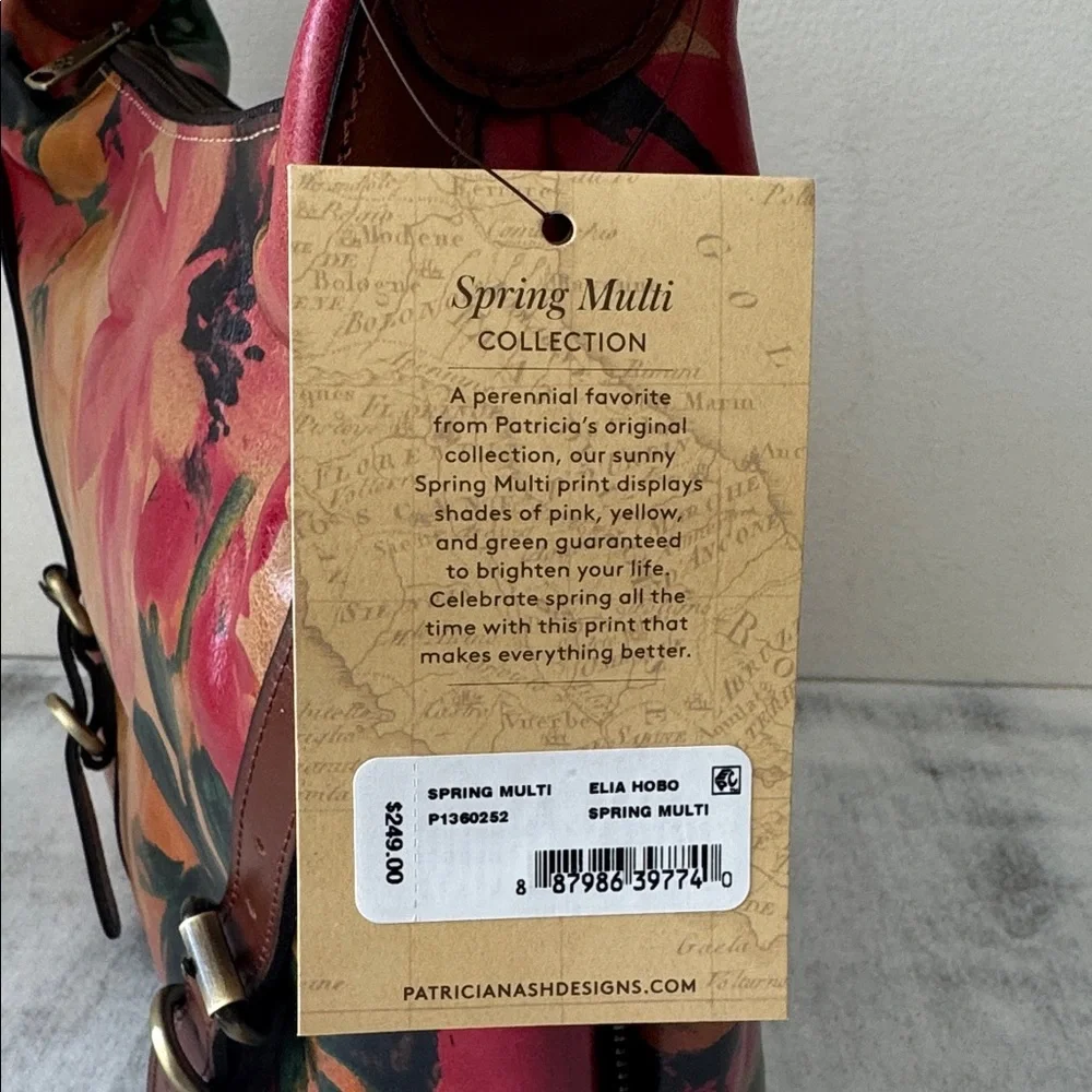 Patricia Nash Elia Leather Hobo Shoulder Floral Handbag Spring Multi NWT
